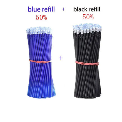 30/50/100Pcs/Lot 0.5mm Gel Pen Erasable Pen Refill Rod Set  Blue Black Ink Shool Washable Handle Writing Stationery Supplies