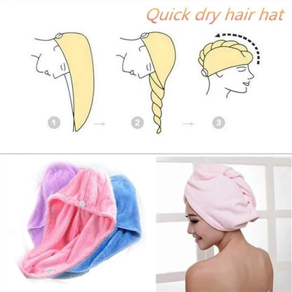 Hair Towel Wrap Fast Dry Hair Towel Super Absorbent Microfiber Coral Velvet Hair Drying Towel Quick Dry Hair Turban