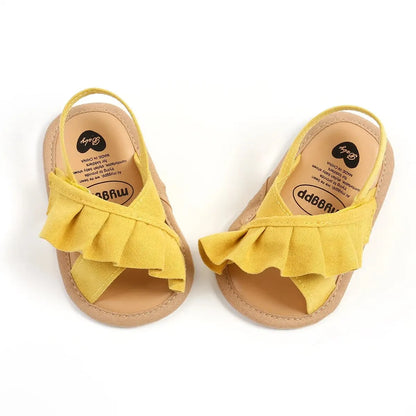 Meckior Summer Baby Sandals Baby Girl Shoes Princess Flat Sole Non-slip Toddler First Walker Crib Shoes Newborn Canvas Slippers