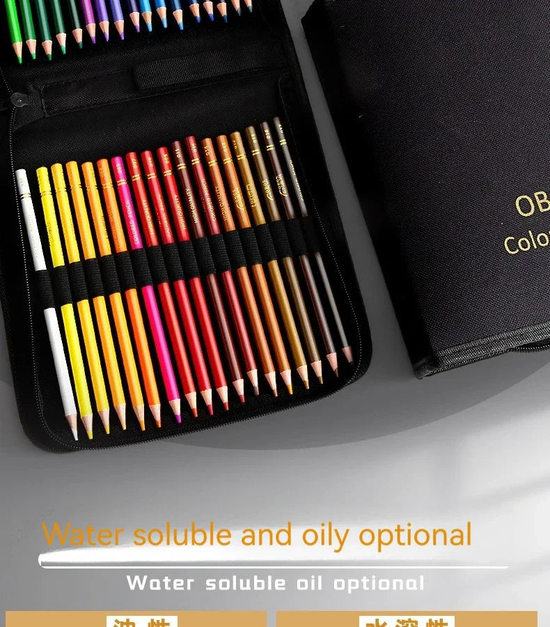 200/120/72/48 Colored Pencils Oil / Watercolor Color Pencils with Cloth Bag For Professional Drawing Sketching Art Supplies