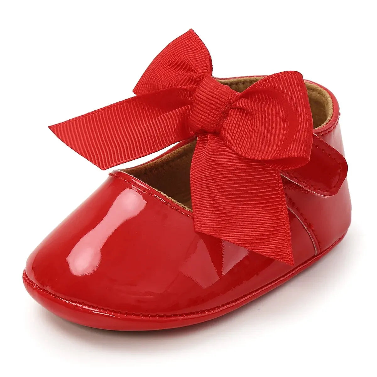 Meckior Baby Shoes Bowknot Rubber Sole Anti-slip PU Ballet Slippers Baby Girl Dress Shoes First Walker Toddler Crib Shoes