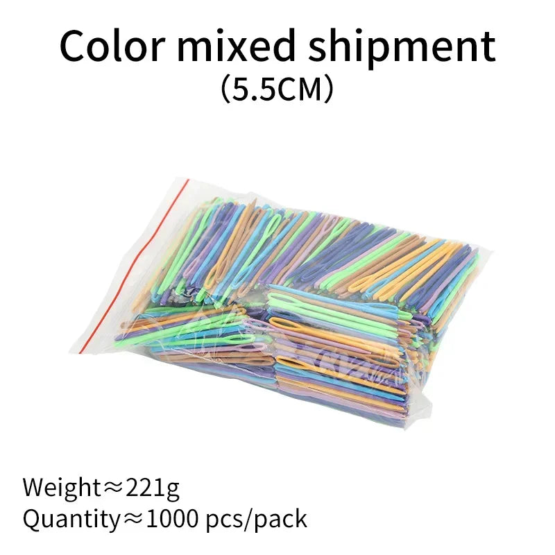 1000pcs 5.5/7cm Plastic Sewing Needles Wool Embroidery Weaving Needles for Crafts Clothing Shoes DIY Kniting Crochet Hooks