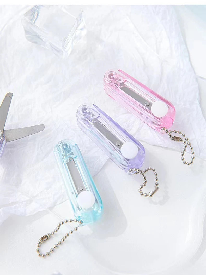 Transparent Mini Scissors, Retractable Folding Portable Scissors, Student Hand-made Paper Scissors