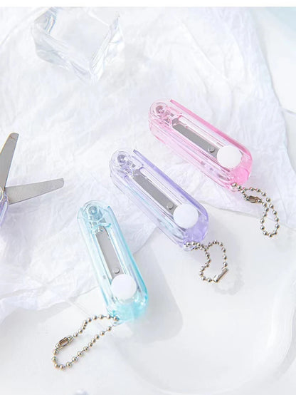 Transparent Mini Scissors, Retractable Folding Portable Scissors, Student Hand-made Paper Scissors