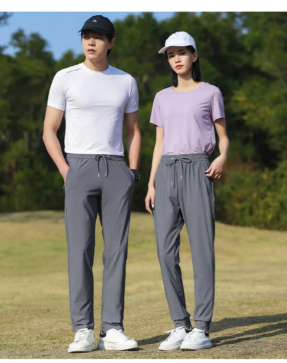 Summer Thin Ice Silk Couple Sports Pants Absorb Sweat Quickly Dry Comfortable and Breathable Men's Casual Sports Pants