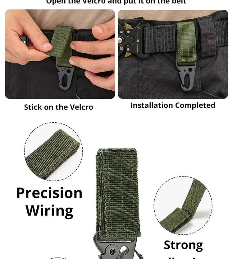 2pcs Tactical Hanging Buckle Molle Nylon Webbing Carabiner Belt Triangle Keychain for Outdoor Climbing Camping Tool Accessory