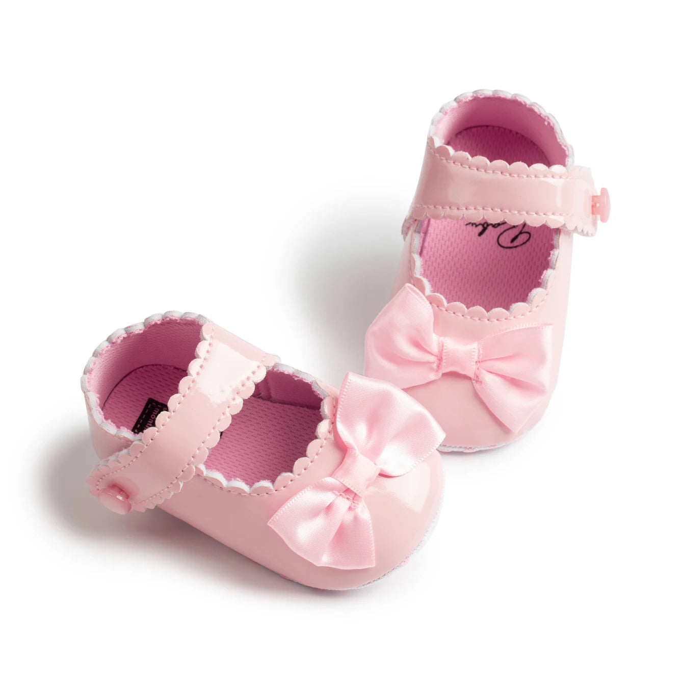 Meckior Classic PU Leather Girl Baby Shoes Bowknot Princess Flat Non-Slip Cotton Bottom Walking Newborn Crib Dress Shoes 0-18M