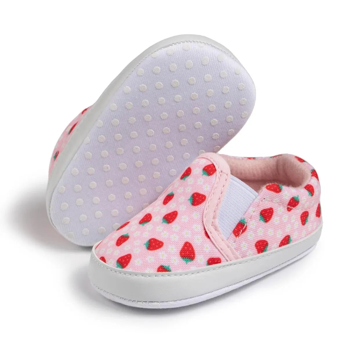 Meckior Casual Canvas Baby Shoes Strawberry Pattern Sleeve Mouth Toddler Anti-slip Soft Sole Newborn Infant Boy Girl Shoes