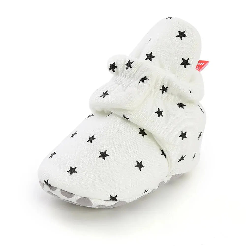 Meckior New Baby Socks Shoes Star Toddler First Walkers Booties Cotton Comfort Soft Anti-slip Warm Infant Baby Boy Girl Shoes