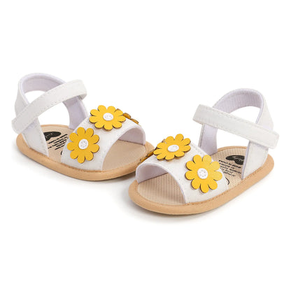 Meckior Summer Cool Baby Girl Sandals Fashion Newborn Sandal Idyllic Flower Soft Anti-slip Toddler Cotton Sole Comfortable Shoes