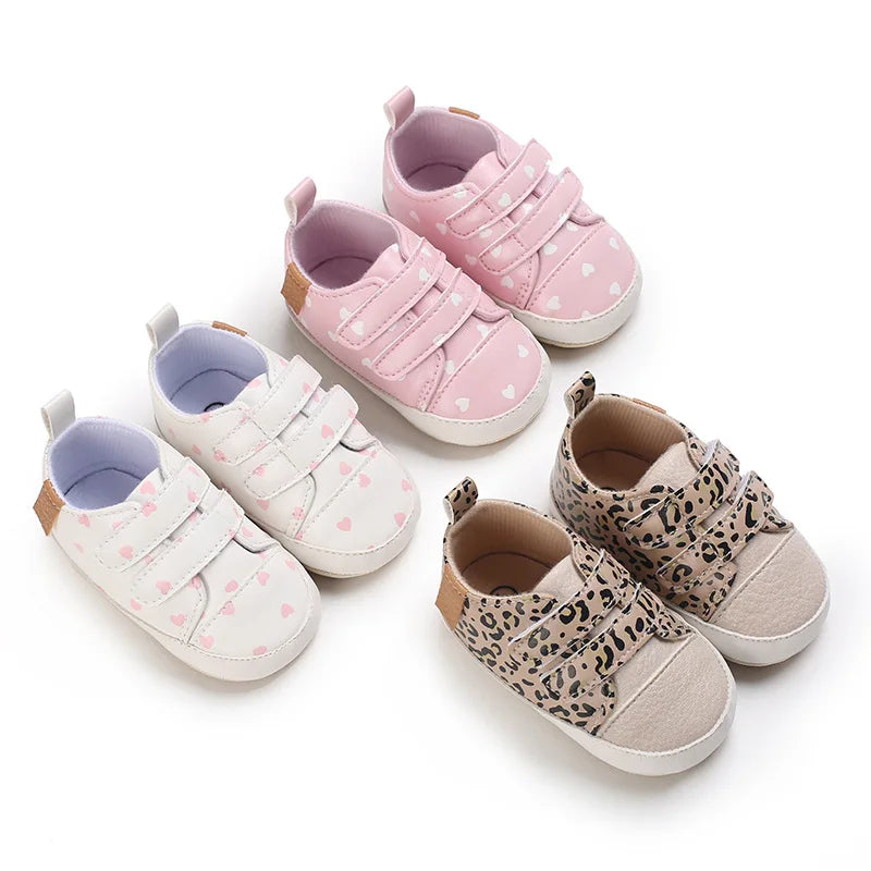 Meckior New Baby Boy Girl Shoes PU Leather Sneakers Rubber Bottom Non-slip Lightweight First Walker Crib Shoes 0-18 Months