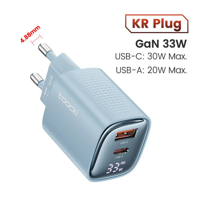 33W GaN USB C Charger Digital Display Fast Charging Type C Charger for iPhone 15 14 13 12 Samsung Galaxy S23 S22 Xiaomi