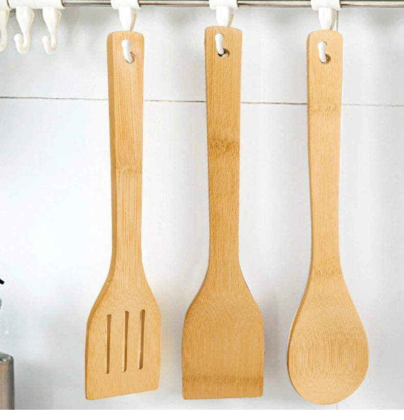 Alishan Cookware Set Bamboo Spatula Spoon Wholesale Non-stick Frying Pan Spatula Bamboo Spatula Cookware Laser