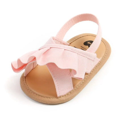 Meckior Summer Baby Sandals Baby Girl Shoes Princess Flat Sole Non-slip Toddler First Walker Crib Shoes Newborn Canvas Slippers