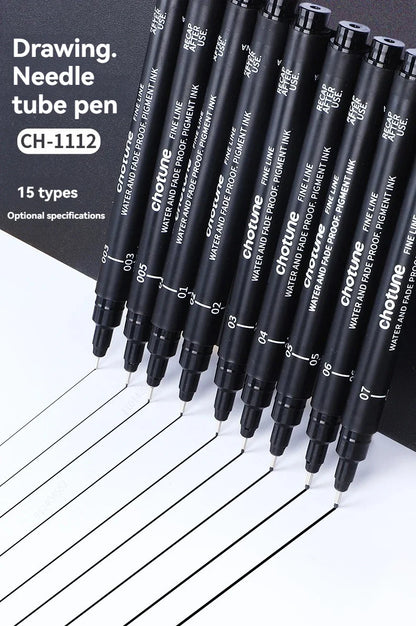 Black Micro Pens,15 Sizes,Waterproof Archival Ink,Fine Point Pen for Artist Illustration,Sketching,Anime,Manga Technical Drawing