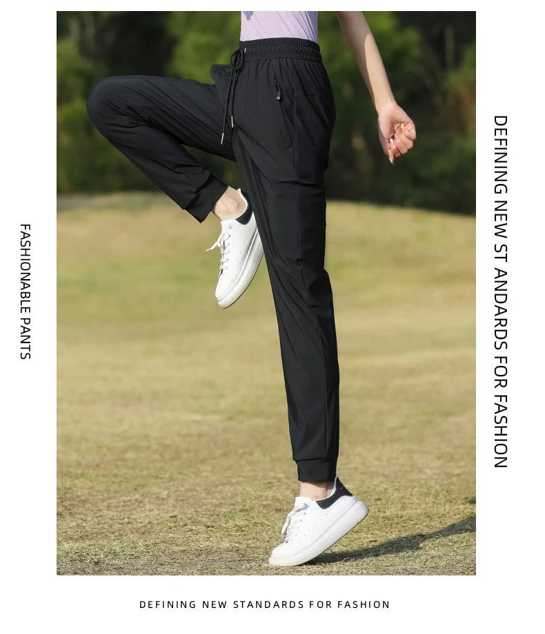 Summer Thin Ice Silk Couple Sports Pants Absorb Sweat Quickly Dry Comfortable and Breathable Men's Casual Sports Pants