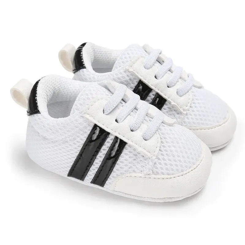 Meckior Baby Sneakers Classical Sport Soft Sole PU Leather Shoes Streaks Multi-Color First Walker Newbor Baby Boy Girl Shoes