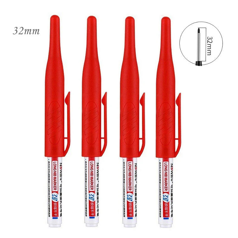 4/5Pcs 20+32mm Deep Hole Marker Pens Bathroom Waterproof Bathroom Woodworking Decoration Multi-purpose Long Head Oil Markers Pen