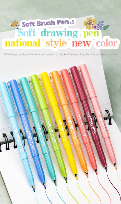 6Pcs Soft Brush Tip Marker Pens Artist Markers Brush Pens Hand Lettering Calligraphy Retro Colors for Journaling  Drawing