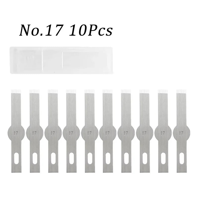 10pcs Blades Multiple Style Cutter Knifes Engraving Knife Blade Carve Tool Metal Blade Wood Carving Knife Blade Surgical Scalpel