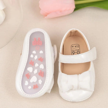 Meckior Sweet Baby Girl Shoes Princess Party Red Bowknot Patent Leather Newborn Infants Girls Shoes Anti Slip Soft Bottom