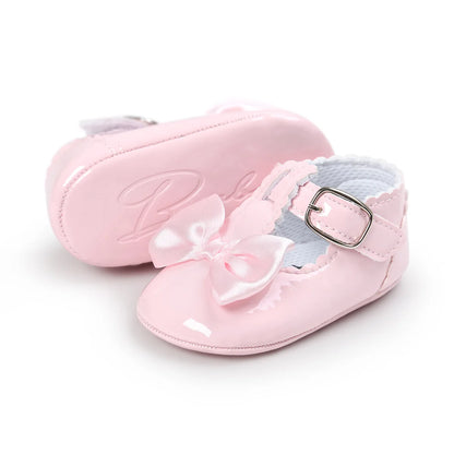 Meckior Baby Girls Shoes Classic Bowknot Rubber Sole Anti-slip PU Girls Dress Shoes First Walker Toddler Crib Baby Shoes