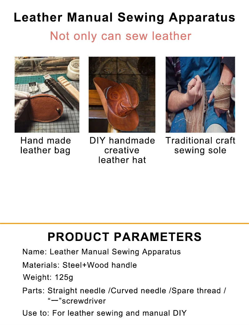 DIY Leather Sewing Awl Thread Kit Manual Sewing Machine Speedy Stitcher Leather Craft Stitching Shoemaker Canvas Repair Tools