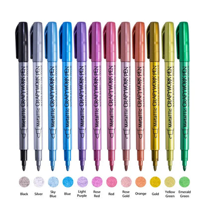 12 Colors Metallic Waterproof Permanent Marker Pens for DIY Epoxy Resin Mold Drawing Supplies Craft Graffiti Marker Pen