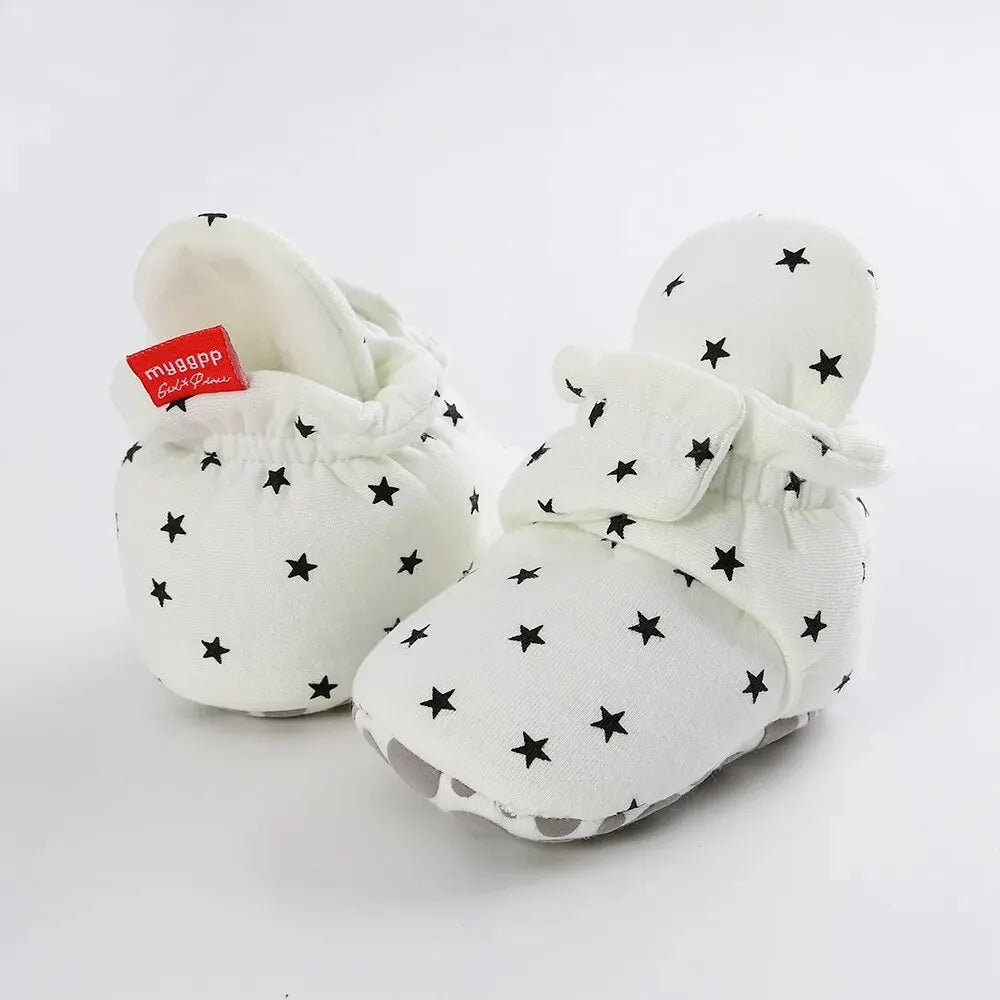 Meckior New Baby Socks Shoes Star Toddler First Walkers Booties Cotton Comfort Soft Anti-slip Warm Infant Baby Boy Girl Shoes