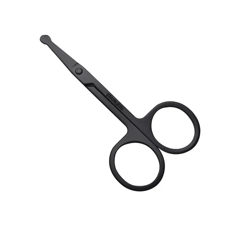 Unisex Stainless Steel Black Round Head Safe Nose Hair Scissors (Do Not Hurt Nose)