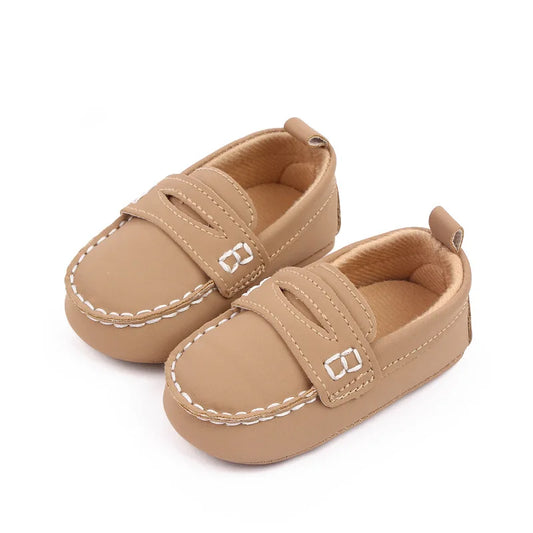 Meckior Newborn Baby British Style Crib Shoes Classic Casual Soft Bottom Non-slip Baby Boy Bean Shoes First Walker Moccasins