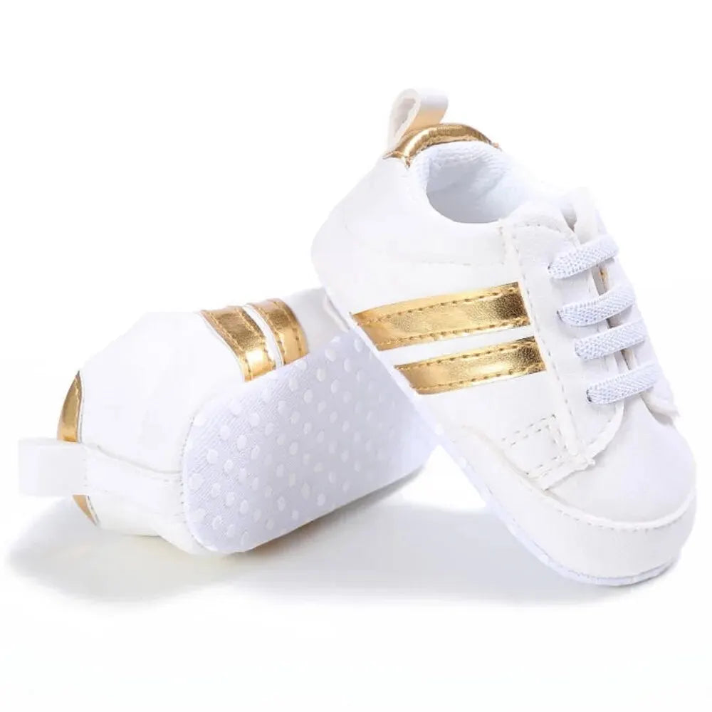 Meckior Baby Sneakers Classical Sport Soft Sole PU Leather Shoes Streaks Multi-Color First Walker Newbor Baby Boy Girl Shoes