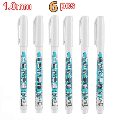 6/1Pcs/Set Oily White Marker Pen Tire Painting Notebook Tyre Tread Environmental paint Pen Waterproof Permanent Graffiti Pens