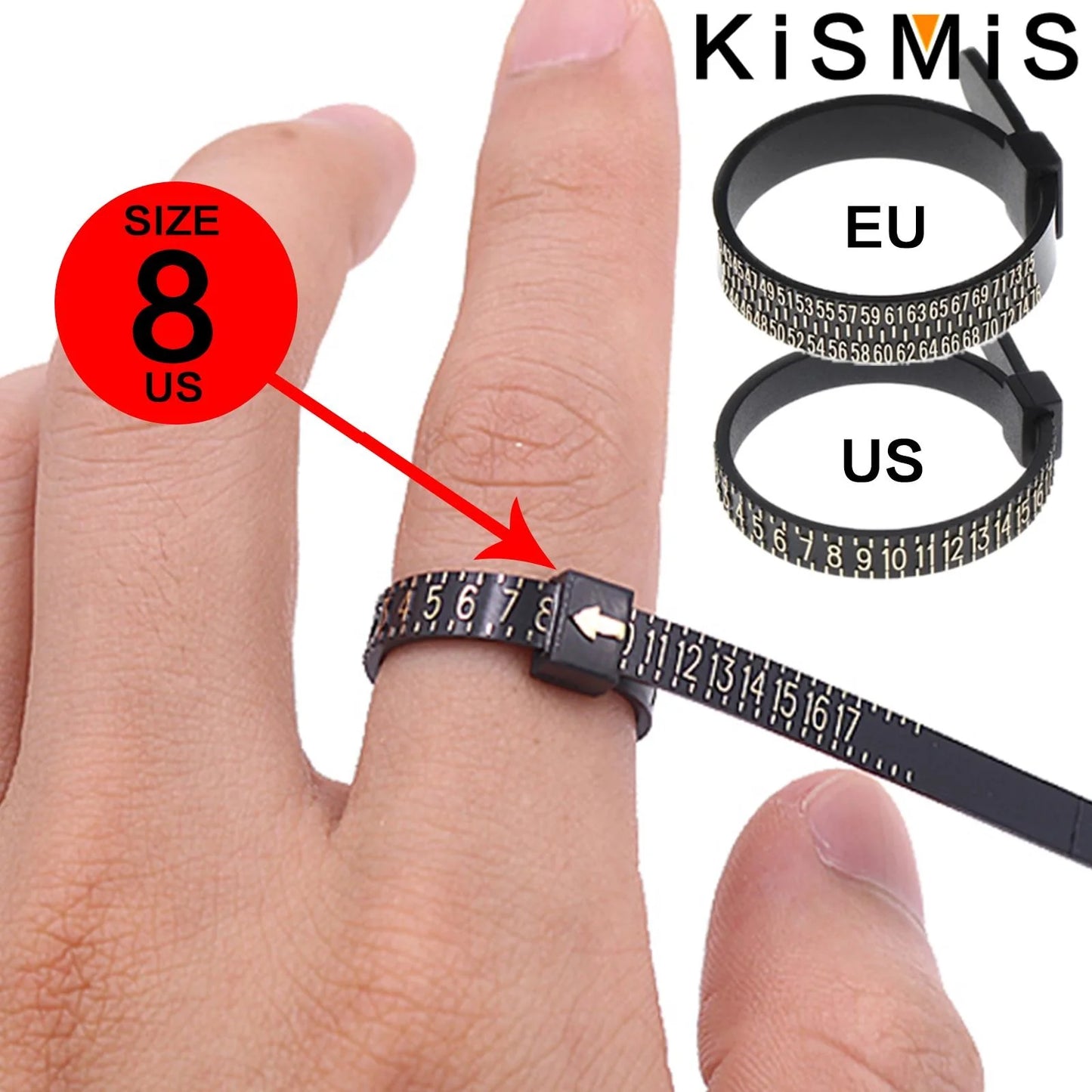 1PC White/Black US/EU Sizes Wedding Ring Band Ring Sizer Measure Genuine Tester Finger Gauge Jewelry Accessory Tools