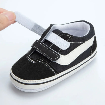 Meckior Baby Boy Girl Shoes Canvas Sneakers Non-slip Rubber Sole Plaid Streaks First Walkers Infant Baby Unisex Casual Shoes