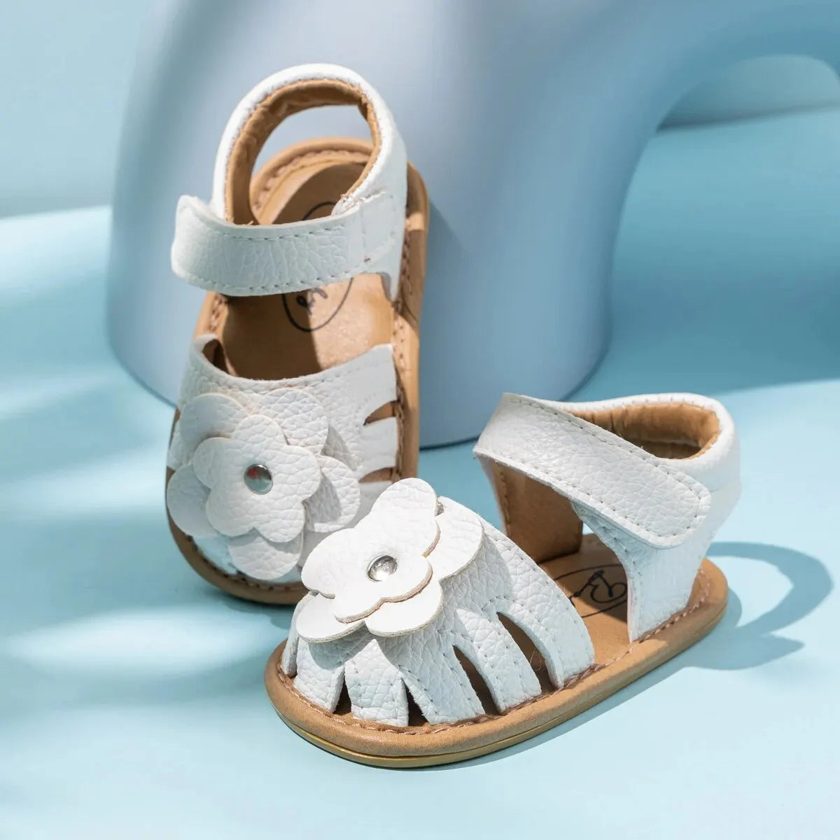 Infant Baby Girls Beach Sandals Flats and Soft Sole Non-slip Flower Princess Wedding Dress Walking Shoes for Newborn Baby