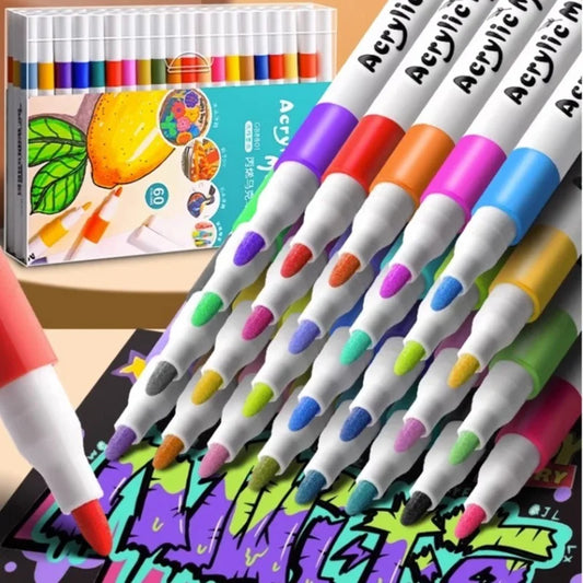 12-80 Colores Set Acrylic Paint Art Marker Pen Rock Painting for Kids Graffiti Stone Ceramic Glass Wood DIY Crafts Art Supplies