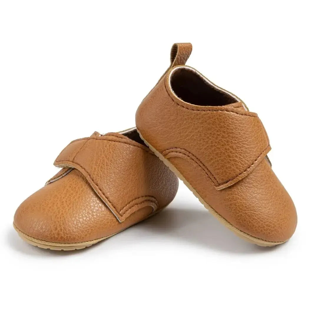 Meckior Baby Boys Girls Shoes Rubber Sole Anti-Slip Classic Pu Leather Toddler Shoes First Walking Flat Lazy Infants Crib Shoes