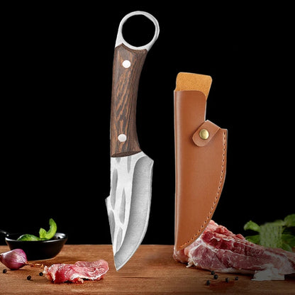 Stainless Steel Boning Knife Meat Cleaver Kitchen Knife Handmade Forged Chef's Knife for Household Wooden Handle Butcher Knife