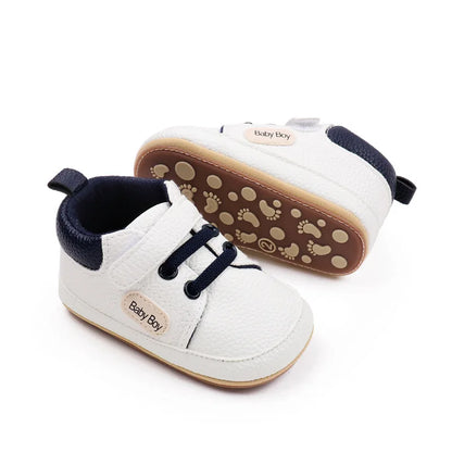 Meckior 2024 New Arrivals Baby Boys Girls PU Leather Sports Shoes Casual Rubber Bottom Anti Slip Toddler Shoes First Walkers