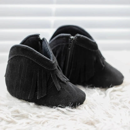 Meckior Baby Booties Vintage Tassel Anti-slip Sole Winter Warm Baby Boys Girls Shoes Snow Booties First Walkers Infant Shoes