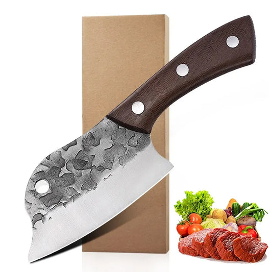 Meat Cleaver Hand Forged Full Tang Kitchen Knife Ultra Sharp Chef Knife Boning Knife Butcher Knife for Kitchen BBQ