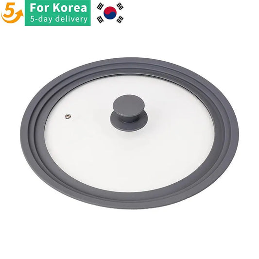 Silicone Rimmed Glass Pan Lid - Spill and Shatter-Proof Tempered Glass Cover for Versatile Home Cooking Pans