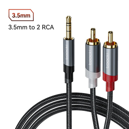 RCA Cable 3.5mm Jack to 2 RCA Aux Audio Cable 3.5mm to 2RCA Male Adapter Splitter for TV Box Apple TV Speaker Wire Cord