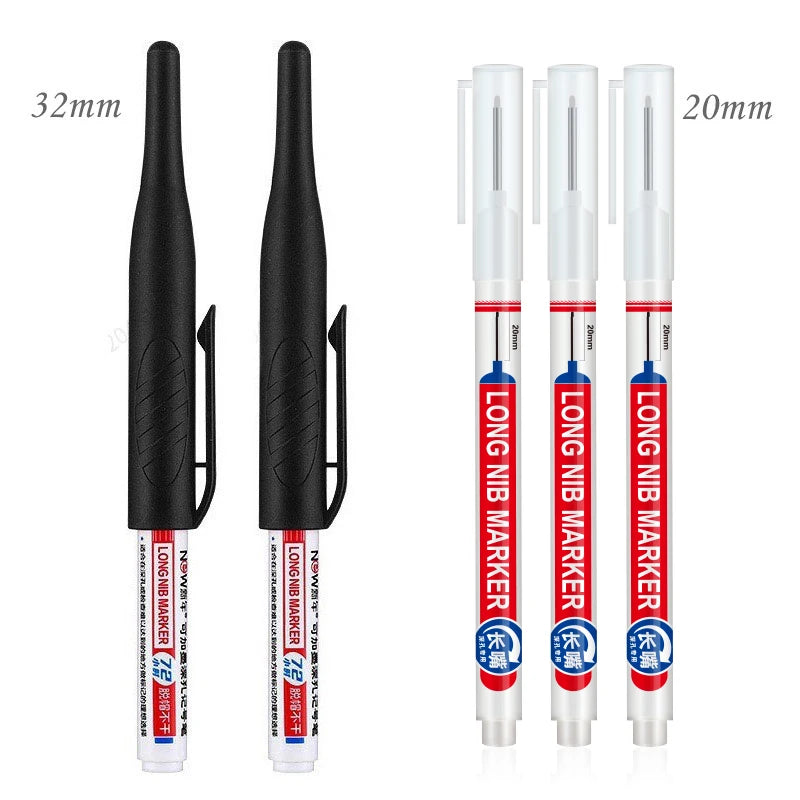 4/5Pcs 20+32mm Deep Hole Marker Pens Bathroom Waterproof Bathroom Woodworking Decoration Multi-purpose Long Head Oil Markers Pen