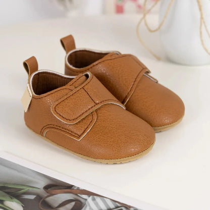 Meckior Baby Boys Girls Shoes Rubber Sole Anti-Slip Classic Pu Leather Toddler Shoes First Walking Flat Lazy Infants Crib Shoes