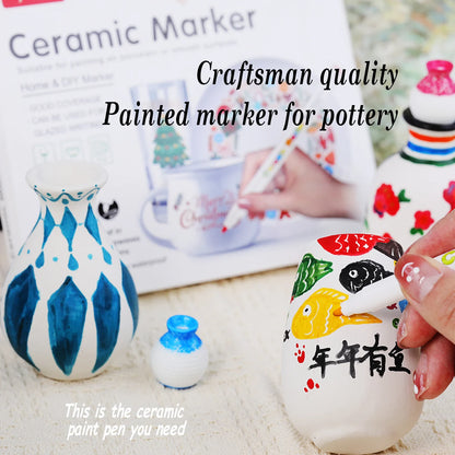 12 Colors Kids Ceramic Paint Marker Pens Acrylic Paint Pens for Kids DIY Ceramic Painting, Wood, Rock Paint Glass Drawing