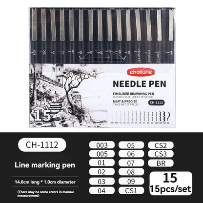 Black Micro Pens,15 Sizes,Waterproof Archival Ink,Fine Point Pen for Artist Illustration,Sketching,Anime,Manga Technical Drawing