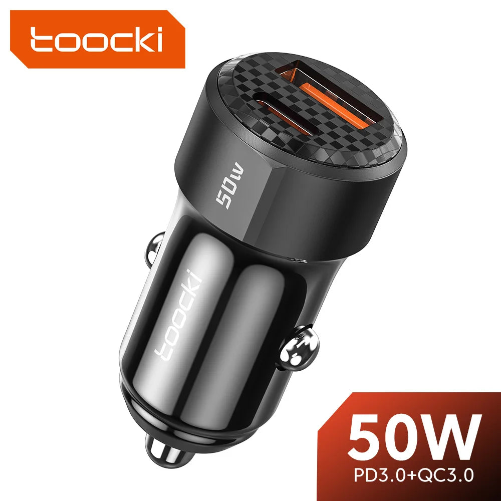 50W QC PD 3.0 Car Charger Quick Charge 4.0 USB Type C Car Fast Charging For iPhone 12 13 14 Huawei Samsung Xiaomi POCO