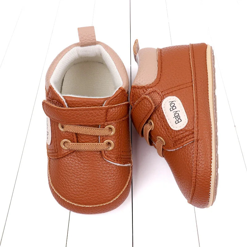 Meckior 2024 New Arrivals Baby Boys Girls PU Leather Sports Shoes Casual Rubber Bottom Anti Slip Toddler Shoes First Walkers